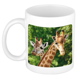 Dieren foto mok giraffe - giraffen beker wit 300 ml