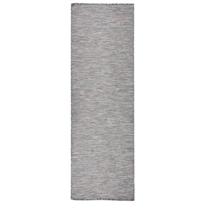 VidaXL Buitenkleed platgeweven 80x250 cm bruin en blauw