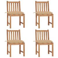 Tuinstoelen 4 st met kussens massief teakhout