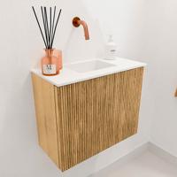 Toiletmeubel Mondiaz Joya | 50 cm | Meubelkleur Oak | Faye wastafel Talc Midden | Zonder kraangat(en) Toiletmeubel Mondiaz Joya | 50 cm | Meubelkleur Oak | Faye wastafel Talc Midden | Zonder kraangat(en)