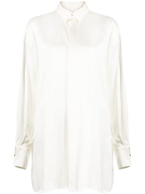 SA SU PHI chemise longue à fini satiné - Blanc