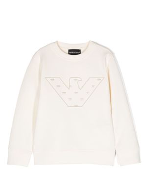 Emporio Armani Kids sweat à logo brodé - Tons neutres