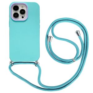 iPhone 12 Pro hoesje - Backcover - Koord - Extra valbescherming - TPU - Lichtblauw