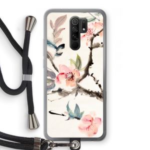 Japanse bloemen: Xiaomi Redmi 9 Transparant Hoesje met koord