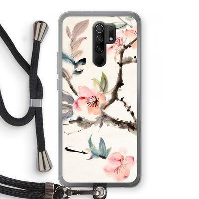 Japanse bloemen: Xiaomi Redmi 9 Transparant Hoesje met koord