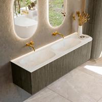 Badmeubel Mondiaz Kurve-Dlux | 165 cm cm | Meubelkleur Shadow | Wastafelkleur Opalo | Solid surface | Dubbel / Links spoelbak | Zonder kraangat(en)