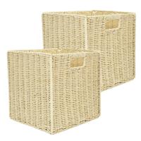 Opbergmand/kastmandje - 2x - Naturel - 30 x 30 x 30 cm - 29 liter - Vakkenkast manden - Gevlochten Opbergmand/kastmandje - 2x - Naturel - 30 x 30 x 30 cm - 29 liter - Vakkenkast manden - Gevlochten
