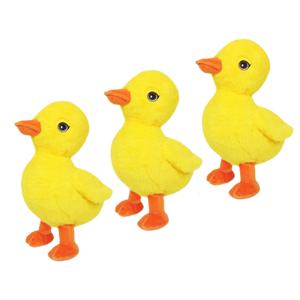 Knuffeldier Eenden kuiken - 3x - zachte pluche stof - dieren knuffels - geel - 24 cm