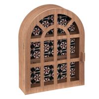 Atmosphera Sleutelkastje Classic Window - mdf/glas - lichtbruin - 27 x 36 cm - Klassieke boog raam   -