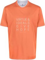 Brunello Cucinelli t-shirt à slogan imprimé - Orange