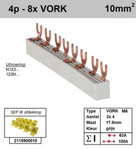 SEP kamrail 4f Vork 8p 18mm 10mm² Grijs F04008G06