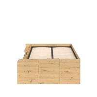 Leen Bakker - Bed Bremen Met Opslag - Eiken/zwart - 140x200 Cm - Spaanplaat - Bruin