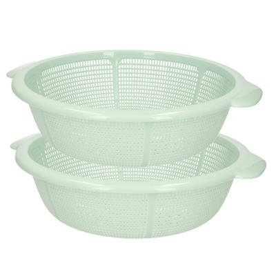 Plasticforte keuken vergiet - 2x stuks - mintgroen - 31 x 9,5 cm - kunststof - afgieten van groente