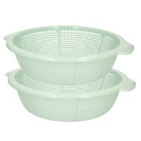 Plasticforte keuken vergiet - 2x stuks - mintgroen - 31 x 9,5 cm - kunststof - afgieten van groente