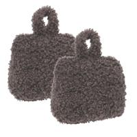 Home & Styling Teddy Deurstopper - 2x - 1 kg - grijs - stof - gewicht - 7 x 17 cm - deurstop