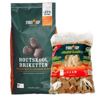 BBQ starterspakket - houtskool briketten 10 kilo - barbecue aanmaakblokjes 192x