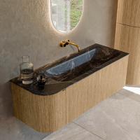 Badmeubel Mondiaz Kurve-Dlux | 125 cm | Meubelkleur Oak | Wastafelkleur Lava | Solid surface | Rechts spoelbak | Zonder kraangat(en) Badmeubel Mondiaz Kurve-Dlux | 125 cm | Meubelkleur Oak | Wastafelkleur Lava | Solid surface | Rechts spoelbak | Zonder kraangat(en)