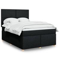 Boxspring met matras stof zwart 140x200 cm