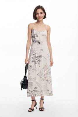 Jurk met krantenprint - WHITE - XS