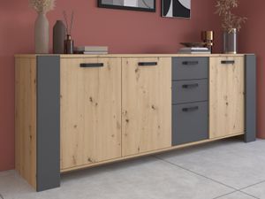 Dressoir TRAVIS 3 deuren 3 lades artisan eik/schaduwgrijs