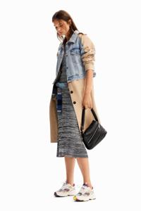 Hybride denim trenchcoat - BROWN - L