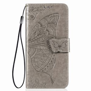 Xiaomi Redmi Note 11 Pro hoesje - Bookcase - Pasjeshouder - Portemonnee - Vlinderpatroon - Kunstleer - Grijs