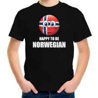 Noorwegen Emoticon Happy to be Norwegian landen t-shirt zwart kinderen - thumbnail