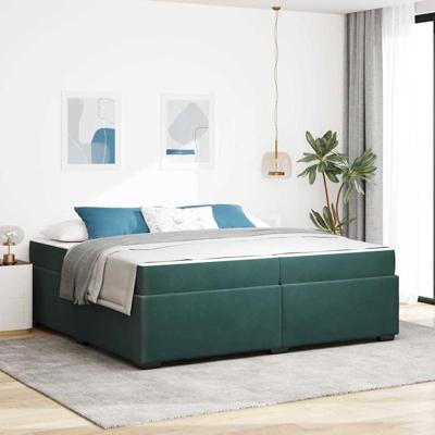 Bedframe met matras met matras Donkergroen 200 x 200 cm Fluweel