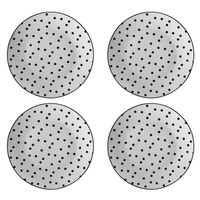 HAES DECO - Ontbijtborden set van 4 - Formaat Ø 20x2 cm - Porselein - Small Dots