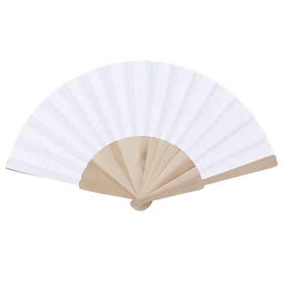 Spaanse waaier - wit - 42 x 23 cm - hout - verkoelend - handwaaier