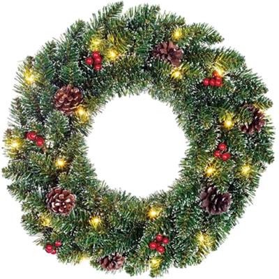 Black Box kerstkrans - D45 cm - gedecoreerd - met verlichting - dennenkrans - deurkrans