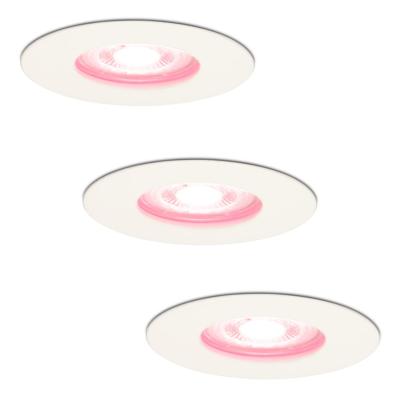 Set van 3 Bari Smart inbouwspots - IP65 waterdicht - Wifi + Bluetooth - RGBWW - GU10 - Google Home, Amazon Alexa en Siri - Wit - Badkamer, binnen en buiten