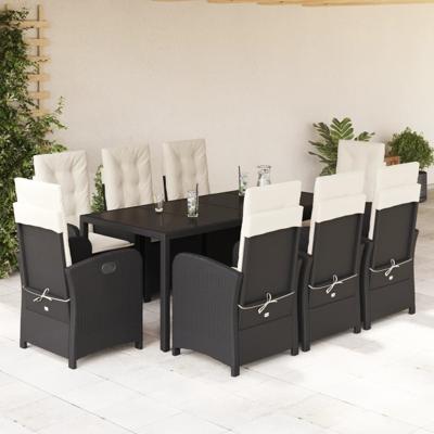 9-delige Tuinset poly rattan zwart