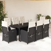 9-delige Tuinset poly rattan zwart