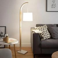 Vloerlamp hout met stoffen kap E27 fitting &apos;Natasja&apos;