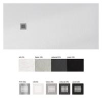 Xenz Soft douchevloer - 140x90x3 - vierkante afvoer rvs - wit mat STS090140-03-52