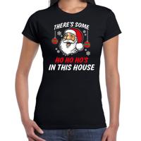 Foute humor Kersttrui T-shirt - Grappige kerstman - zwart - voor dames