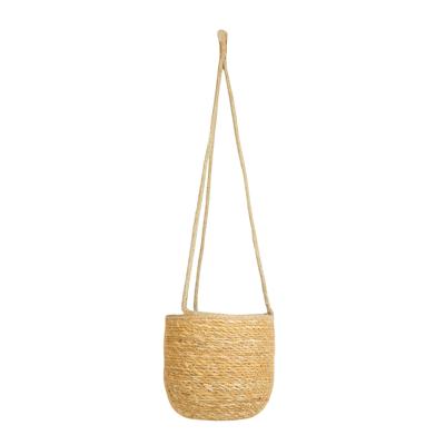 Ter Steege Hangende plantenpot/bloempot - jute/zeegras - D19 x H17 cm - creme/beige