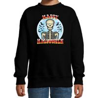 Happy Halloween skelet - verkleed sweater - zwart - voor kinderen - horror skelet trui - kleding