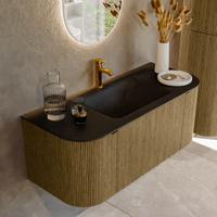 Badmeubel Mondiaz Kurve | 110 cm cm | Meubelkleur Dusk | Wastafelkleur Urban | Solid surface | Wasbak midden spoelbak | 1 kraangat
