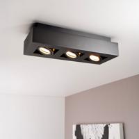 Pollux nero III by LUSENZ - Rechthoekige 3-lichts plafondlamp met richtbare spots, matzwarte coating en interieur
