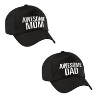 Awesome Mom en Dad petje zwart - Cadeau petten set voor Papa en Mama Awesome Mom en Dad petje zwart - Cadeau petten set voor Papa en Mama
