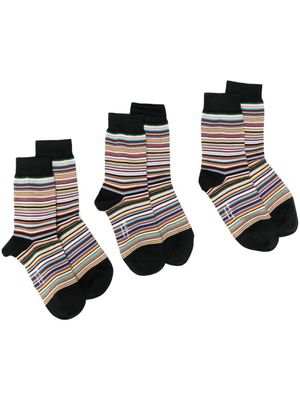 Paul Smith lot de 3 paires de chaussettes en intarsia à rayures - Noir