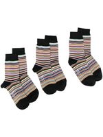 Paul Smith lot de trois paires de chaussettes en intarsia à rayures - Noir - thumbnail