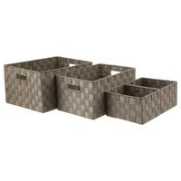 Gevlochten opbergmanden - Set van 4 - polyester - bruin - kast-organisers - opbergen Gevlochten opbergmanden - Set van 4 - polyester - bruin - kast-organisers - opbergen