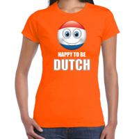 Nederland emoticon shirt - Happy to be Dutch - landen t-shirt - oranje - dames - Holland