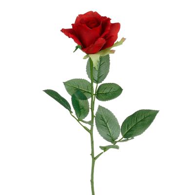 Kunstbloem Roos Rubina - H62 cm - rood - kunststof - stelen kunstbloemen - boeket - bloemetjes