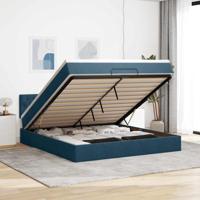 Ottoman bed met matras en LED's 160x200cm fluweel donkerblauw