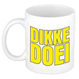 Afscheid cadeau mok collega - dikke doei - geel - 300 ml - keramiek