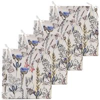 Stoelkussen bloem - 4x - wit/paars - 40 x 40 cm - binnen/buiten